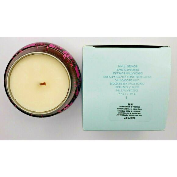 PartyLite 4 oz Orchid & Pink Peppercorn Tin Candle New In Box HTF P4E/G87197 - Picture 3 of 3